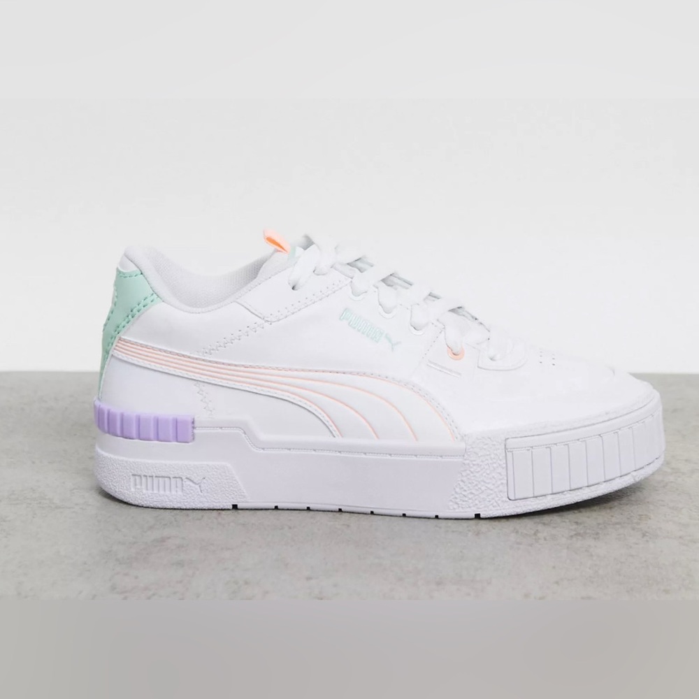 Puma Cali Sport white leather sneakers, size 9